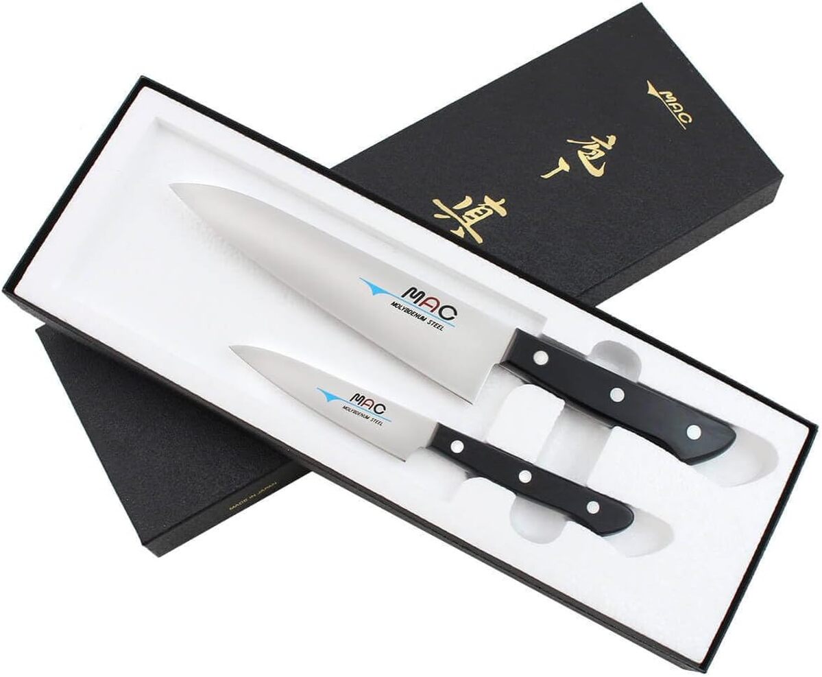 Test des couteaux japonais MAC Chef : office et chef en coffret