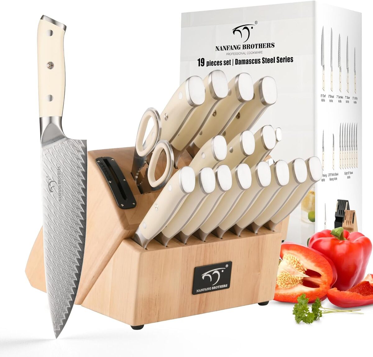 Test : ensemble de couteaux NANFANG BROTHERS 19 pièces en acier damassé