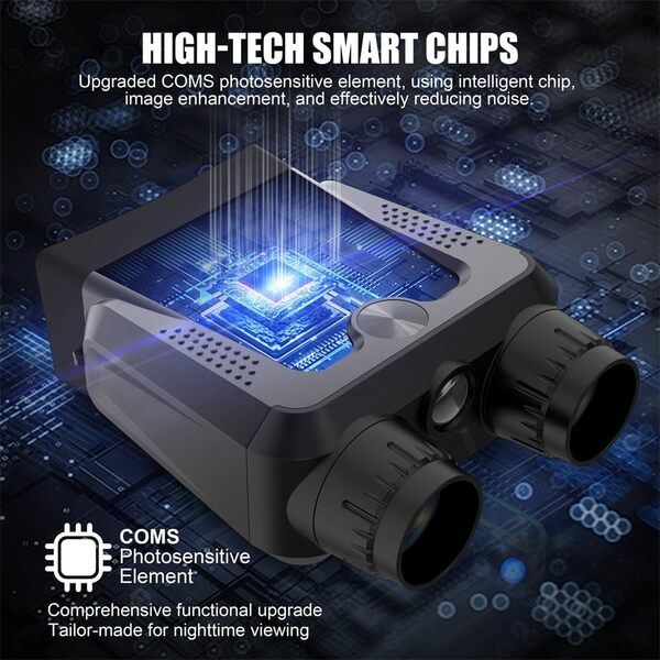 Lunettes de vision nocturne – Jumelles de vision nocturne 4K Zoom numérique 10x, écran HD 7,6 cm, jumelles infrarouges rechargeables avec carte TF de 64 Go, enregistrement photo et vidéo, cadeau pour