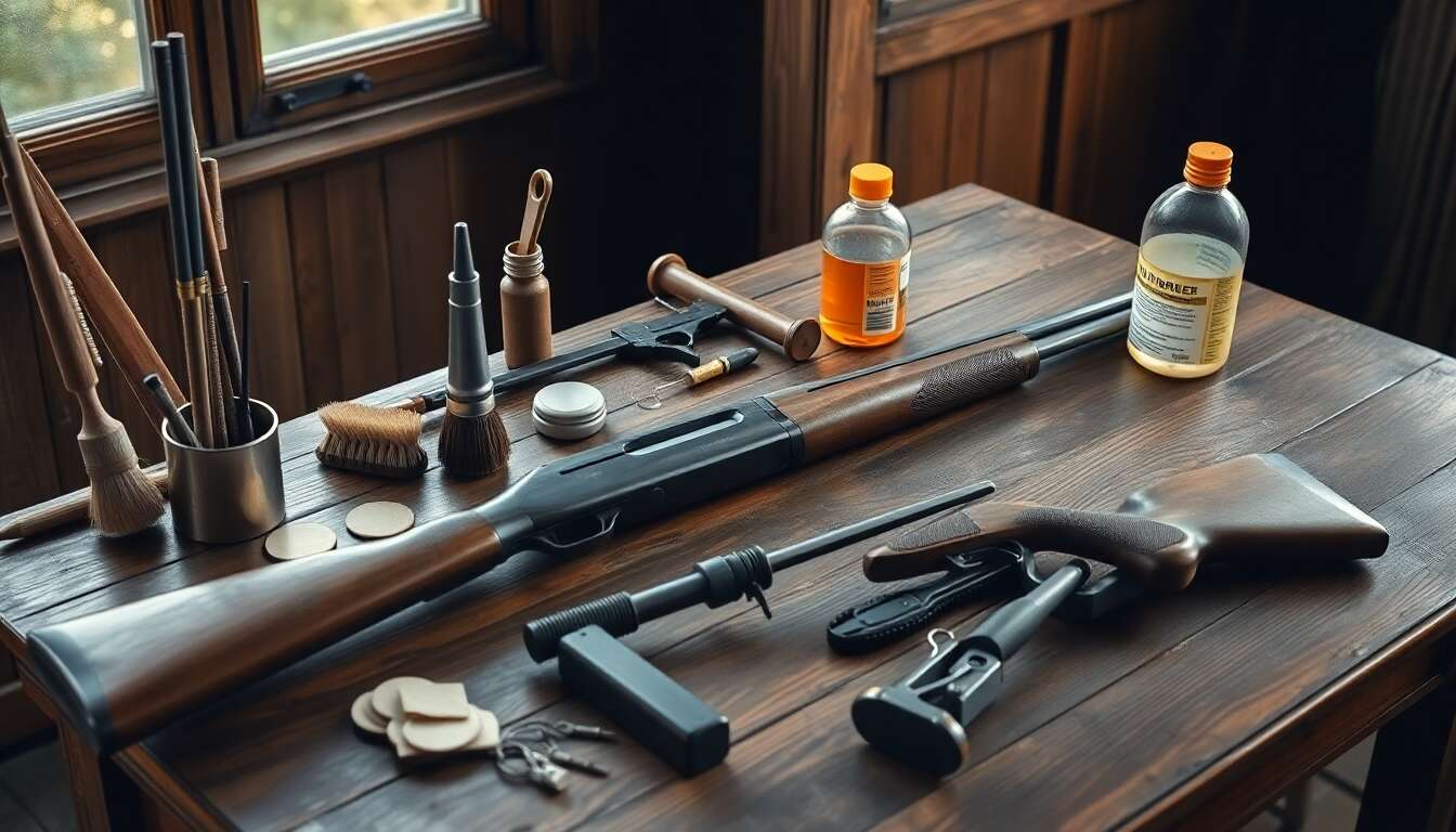 Mat&eacute;riel n&eacute;cessaire pour nettoyer un fusil