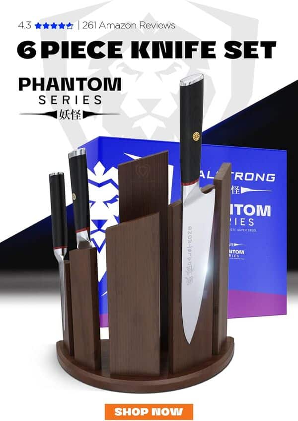 DALSTRONG Ensemble De Blocs De Couteau - 6 Pièces Avec Support De Couteau Magnétique - Série Phantom - Japonais À Haute Teneur En Carbone - AUS8 Acier - Poignée De Bois De Pakkawood