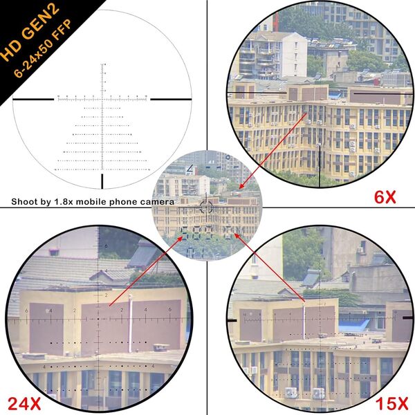 Lunette de Visée de Précision WestHunter Optics HD Gen2 6-24x50 FFP, Tube de 30 mm, Réticule Gravé sur Verre en Premier Plan Focal, Lunette Tactique 1/10 MIL pour la Chasse | Arrêt Zéro/Réinitialisation Zéro