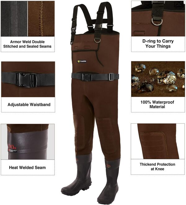 TIDEWE Cuissardes en néoprène imperméables pour la pêche et la chasse