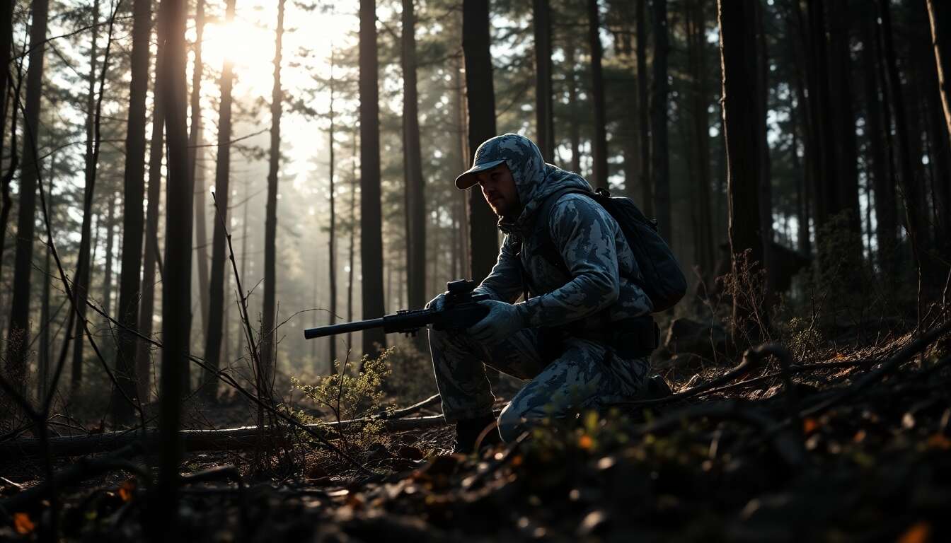 L'art du camouflage pour la chasse en noir et blanc