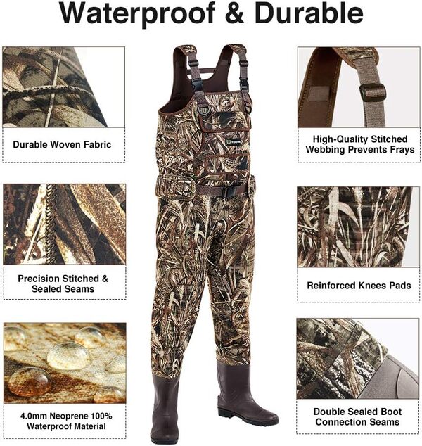 TIDEWE Realtree MAX5 Cuissardes de poitrine avec cintre à bottes pour homme, motif camouflage imperméable pour la pêche et la chasse
