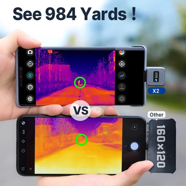Caméra thermique X2, caméra infrarouge, super résolution IR, 512 x 384, thermographie avec lentille réglable, caméra infrarouge extérieure, zoom 15 x pour observation des oiseaux