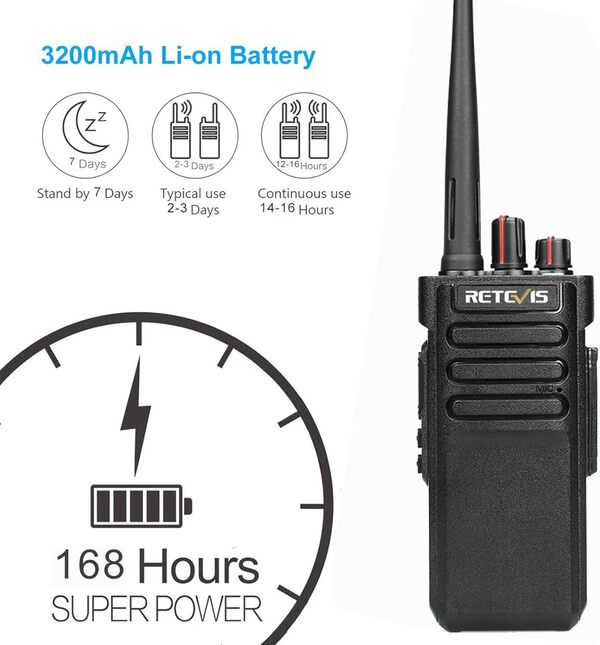 Retevis RT29 Talkie Walkie Professionnel, Rechargeable Talkies Walkies Longue Portée avec Chargeur à Six Voies, 3200 mAh, 16 Canaux, VOX, Radio Portable pour Les Industriels (6 Pièces, Noir)