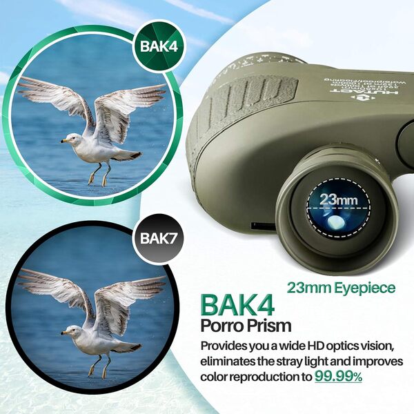 HUTACT 10x50 Jumelles Adultes Puissante, Compactes avec Télémètre et Boussole éclairés pour la Vision en Basse Lumière, L'Observation des Oiseaux, Navigation De Plaisance, Safari et Randonnée