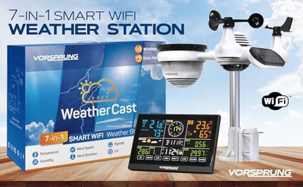 Découvrez la station météo 7 en 1 de Vorsprung : connectivité Wi-Fi intégrée, application dédiée, performance et précision pour un suivi météo optimal à domicile