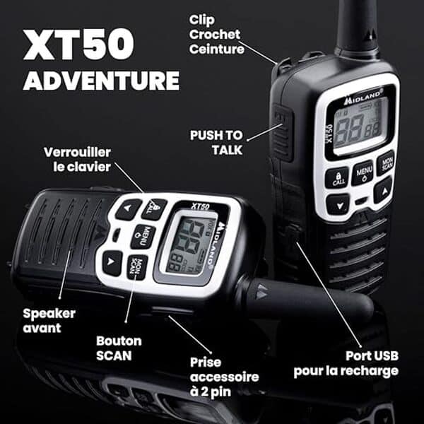 Découvrez notre analyse détaillée du talkie-walkie midland XT50 avec 12 h d'autonomie et une portée de 8 km pour vos aventures en plein air.