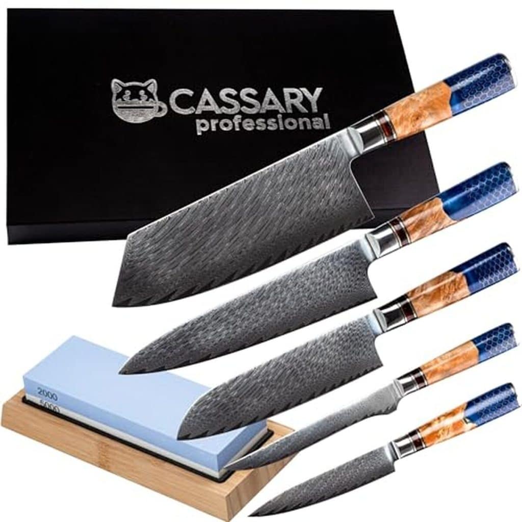 Test : couteaux de cuisine acier damas avec pierre japonaise